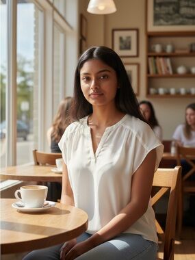 Banana Republic Ivory Split-Neck Cap Sleeve Blouse